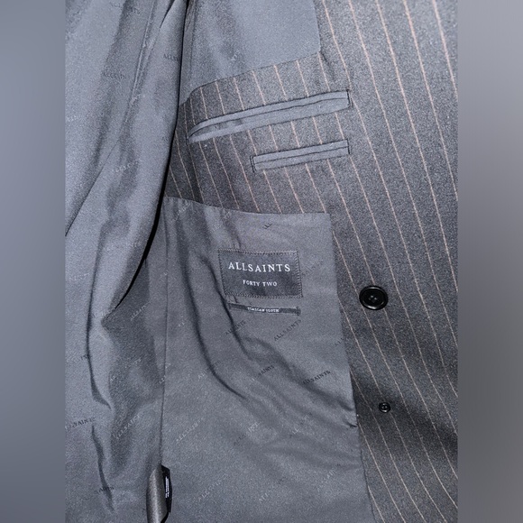 Allsaints Blues Pinstripe Blazer - size 42/ Blues Pinstripe trouser Size 34 - Picture 5 of 15